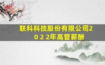 联科科技股份有限公司2 0 2 2年高管薪酬